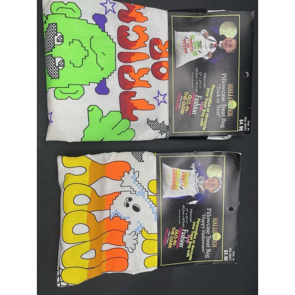 New Bucilla Happy Halloween Trick Or Treat Pillowcase Loot Bag 17”x23” 2 Lot